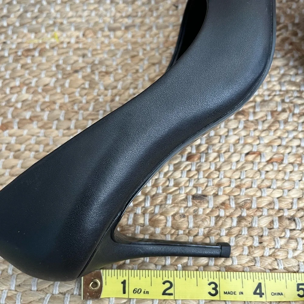 Versace Black Leather Pointed Pumps with Gold Toe Caps - Picture 10 of 11